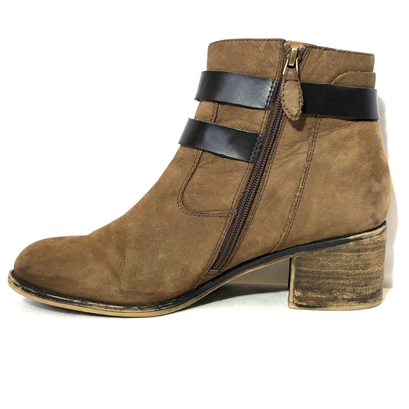 Franco Sarto Linden 2 Womens 11 Ankle Boot Brown Leather Bootie Strap Buckle - Picture 5 of 13